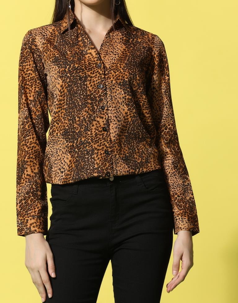 Brown Animal Printed Shirt