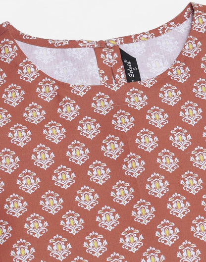 Rust Cotton Printed Top 