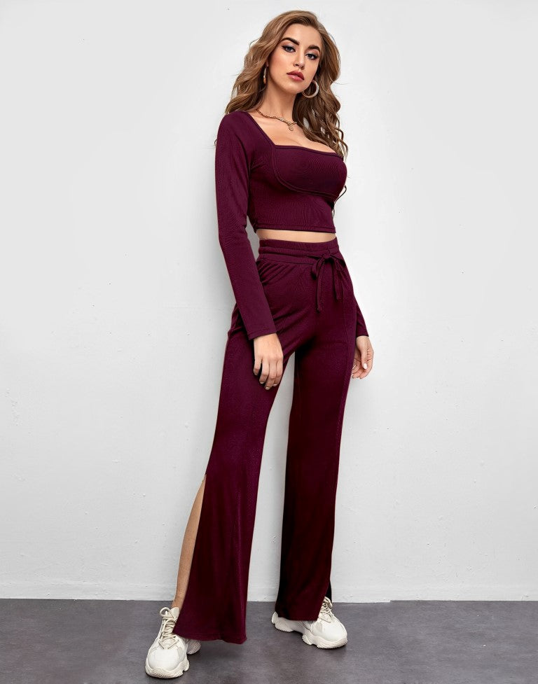 Maroon Knitted Co-ord Set 