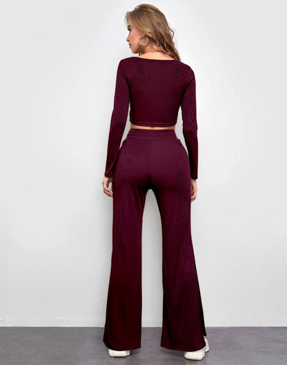 Maroon Knitted Co-ord Set 