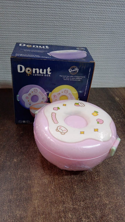 Donut Shaped Double Insulated 3 Compartment Lunch Box (1 Pc / Mix Color)