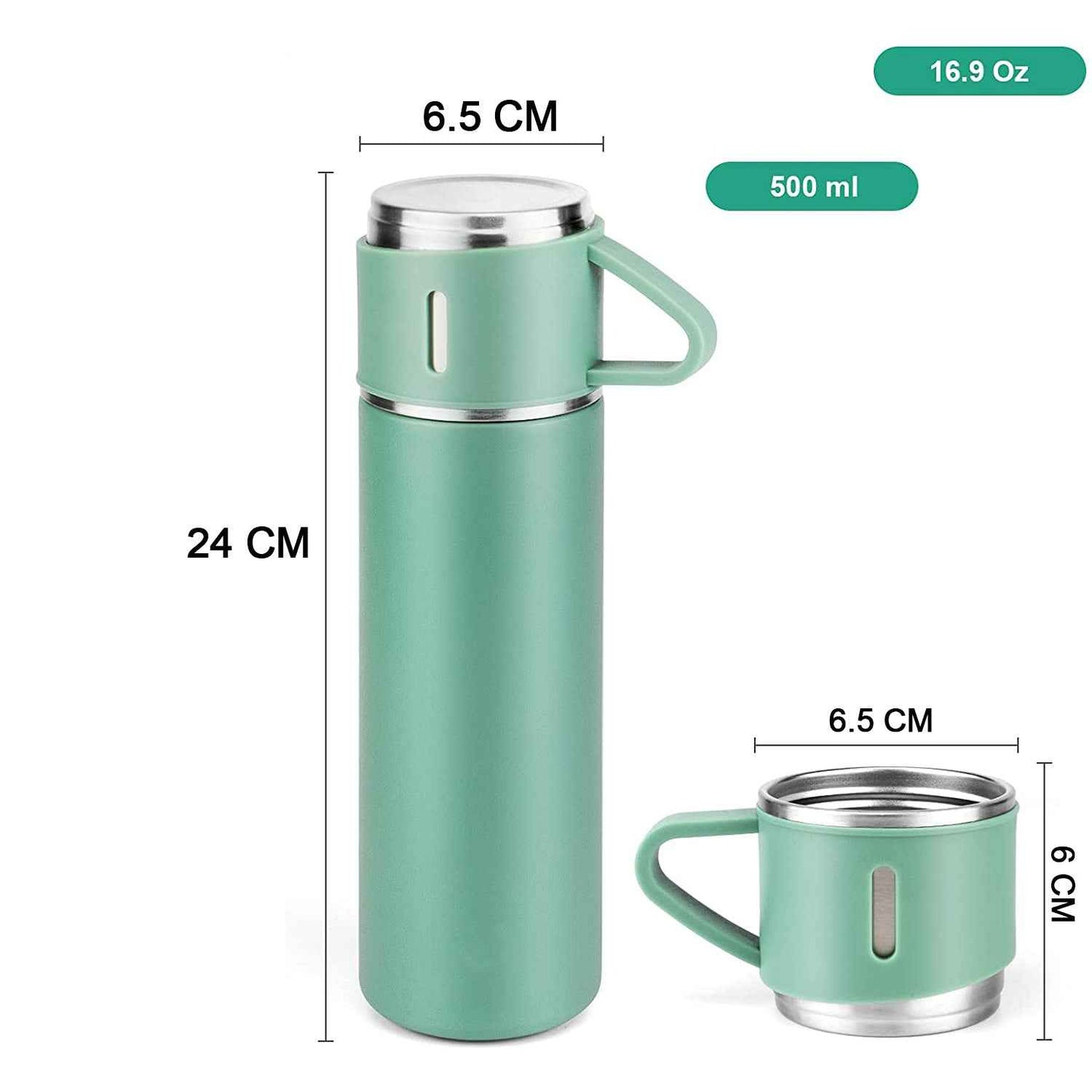 Customized Stainless Steel Vacuum Flask Set with 3 Cups – 500ML | Personalized Name Bottle Gift Combo for Boyfriend, Girlfriend, Employee