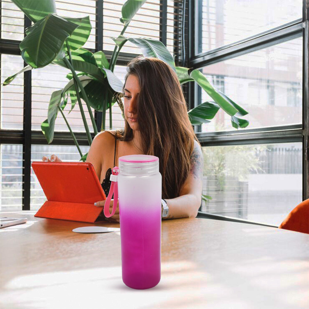 Motivational Glass Water Bottle Colorful portable Water Glass Bottle (350 ML)