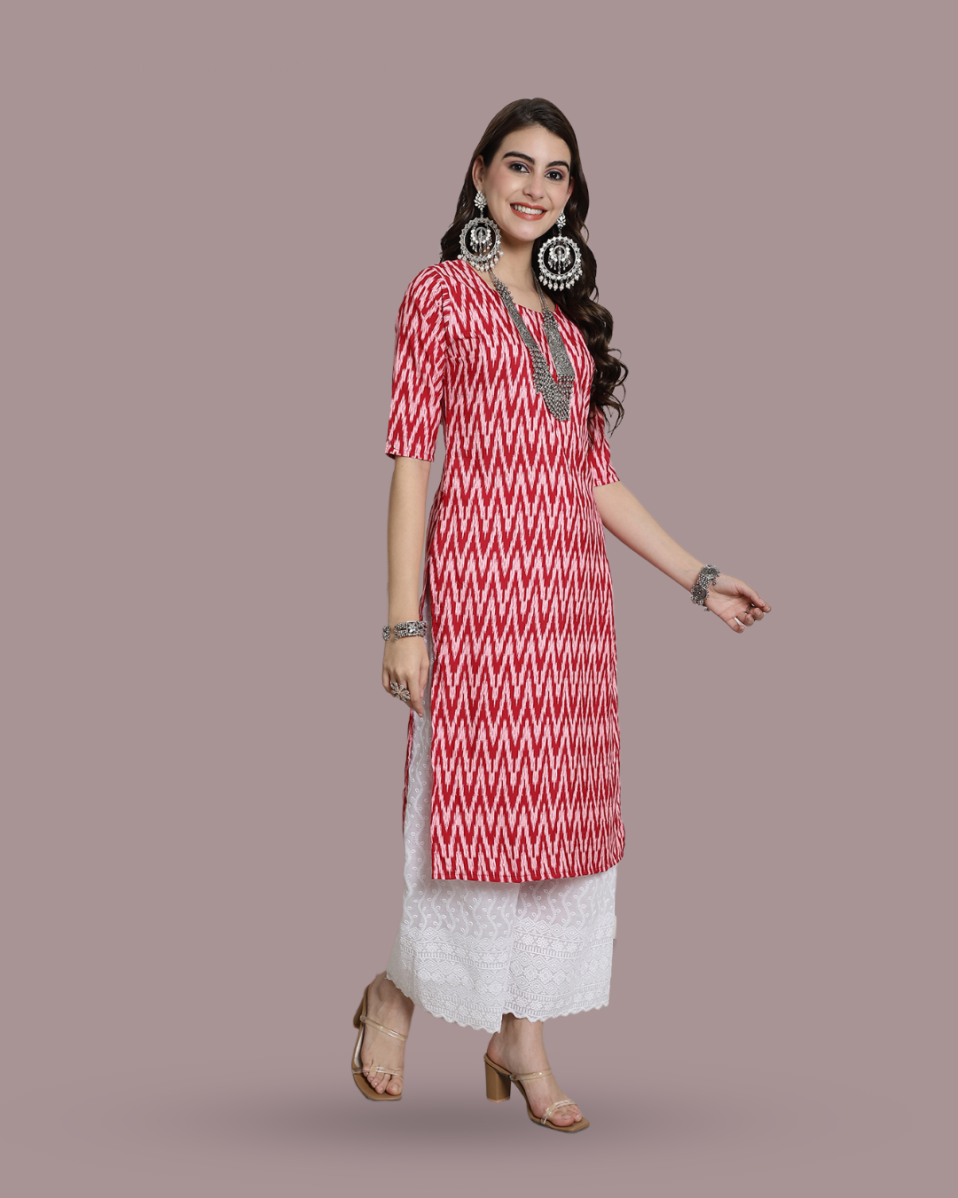 Bubblegum Zigzag Printed Kurta 