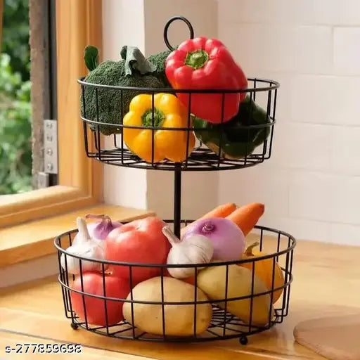 Kraphy Fruit Basket 2 Tier For Home Storage Iron Food Basket 
