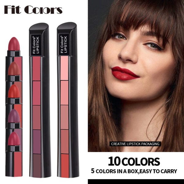 5 in 1 Shades Premium Lipstick (Pack of 2)