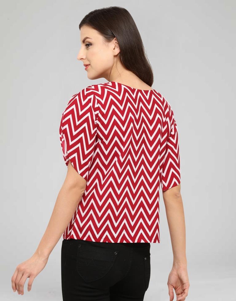 Maroon Coloured Printed Crepe Top 