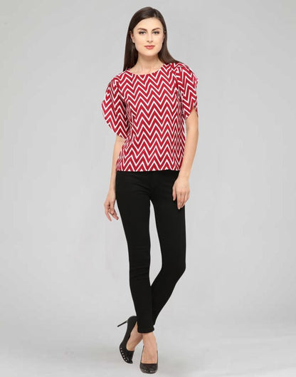 Maroon Coloured Printed Crepe Top 