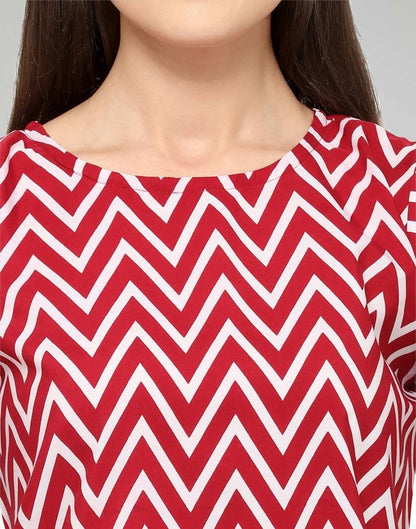 Maroon Coloured Printed Crepe Top 