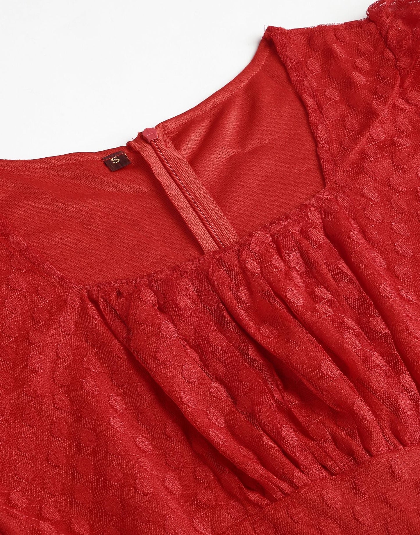 Red A-Line Plain Dress