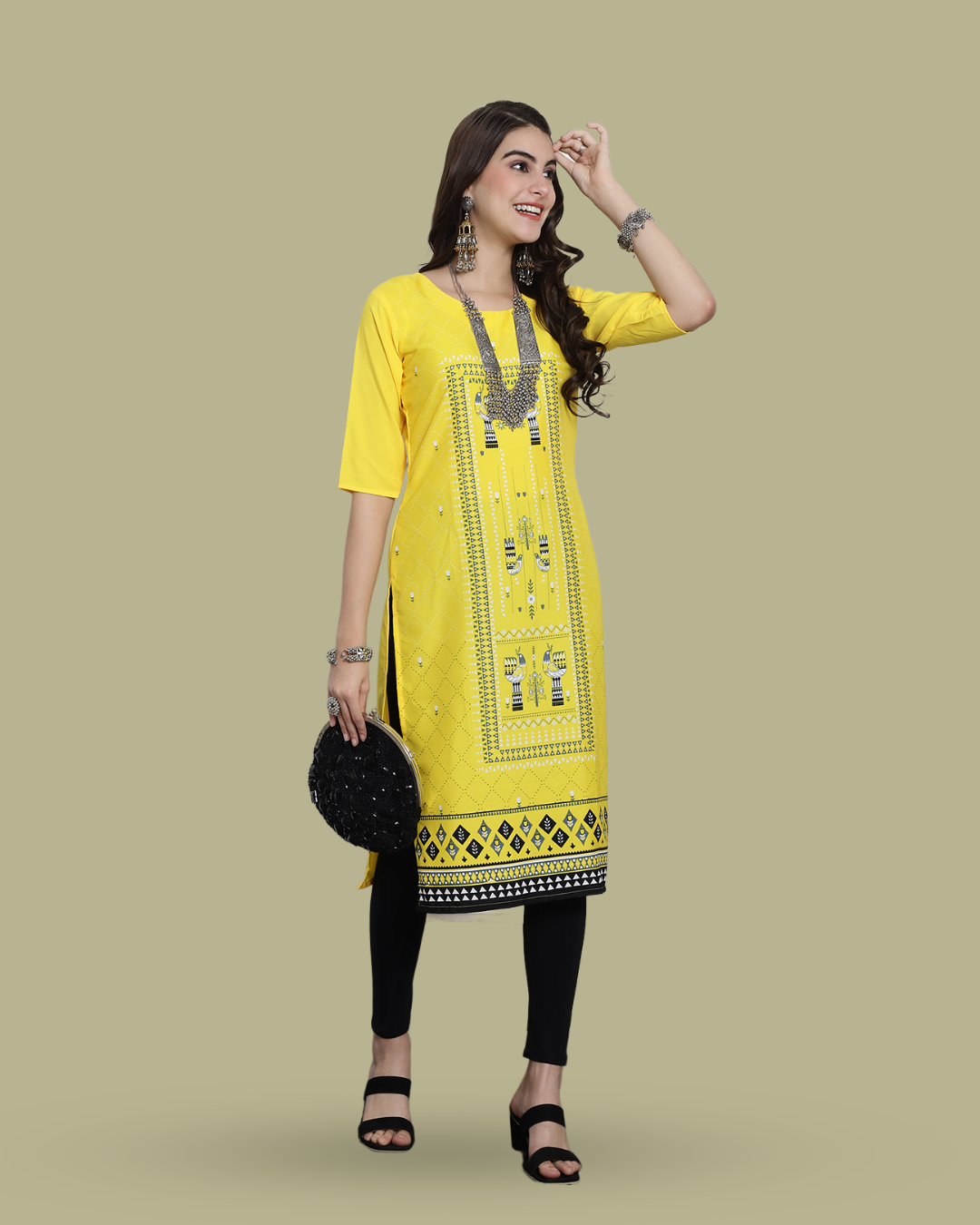 Fresh Lime Print Kurta 