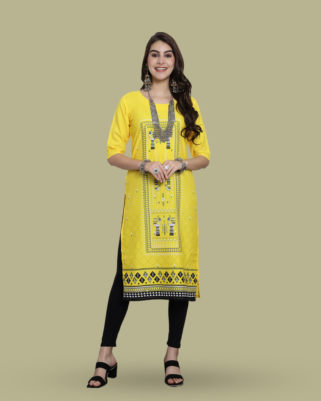 Fresh Lime Print Kurta 