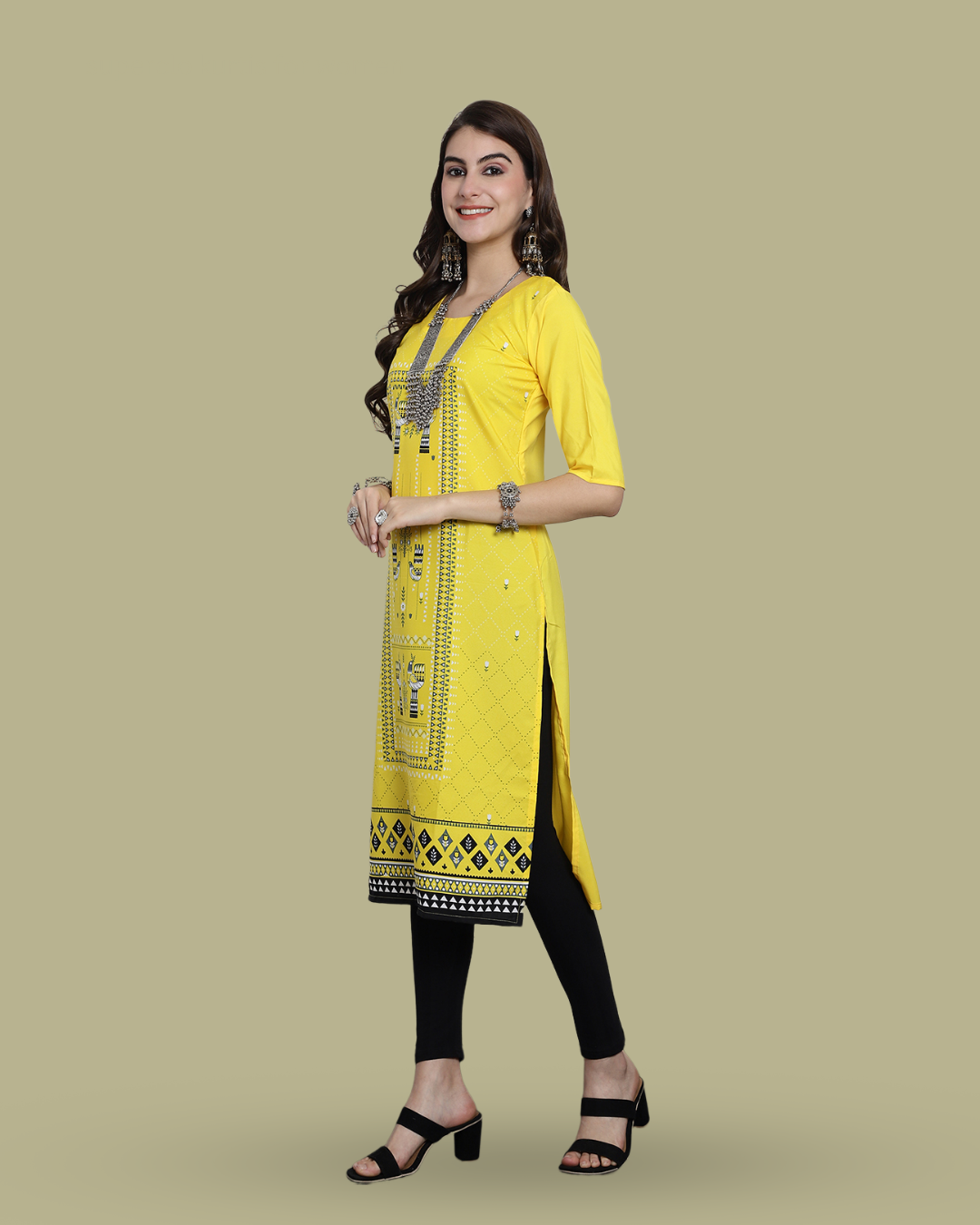 Fresh Lime Print Kurta 