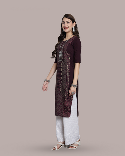 Deep Cocoa Print Kurta 