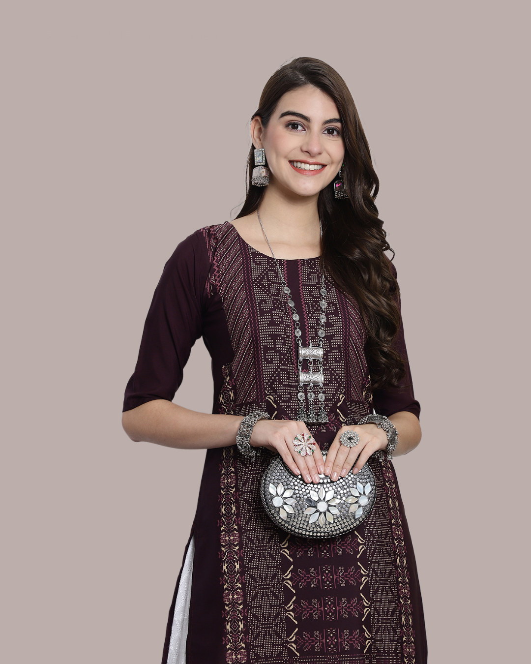 Deep Cocoa Print Kurta 