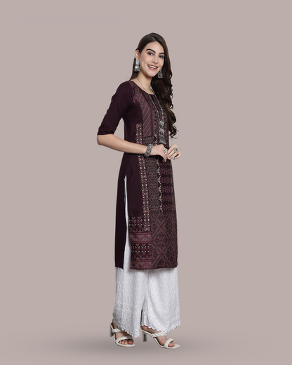 Deep Cocoa Print Kurta 