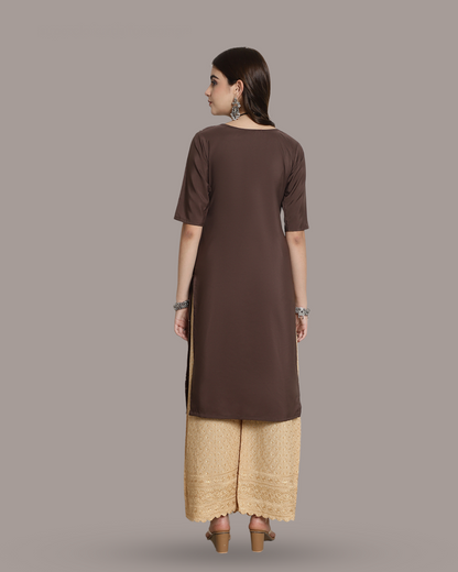 Leaf Cascade Brown Kurta 