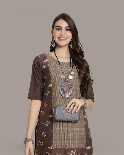 Leaf Cascade Brown Kurta 