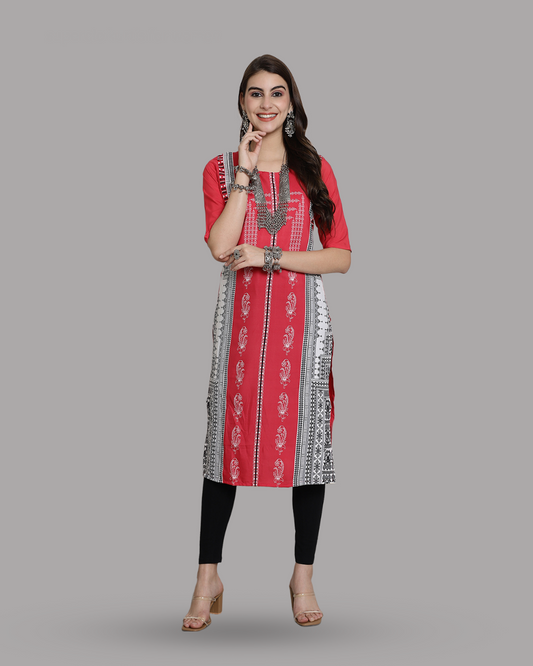 Bold Pink Pattern Kurta 