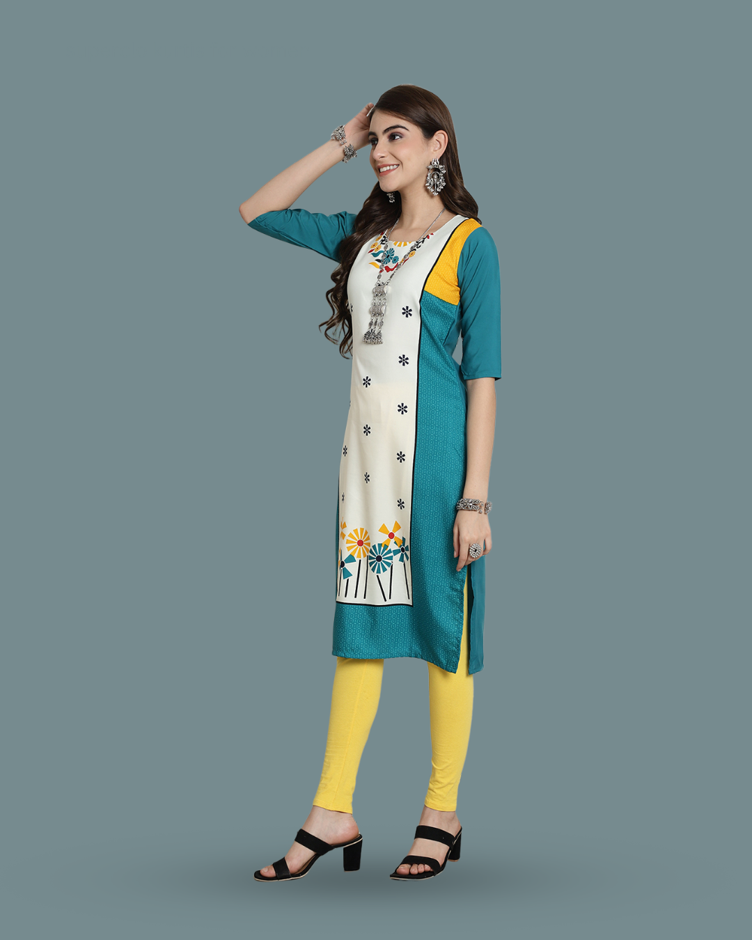 Aqua Bloom Printed Kurta 