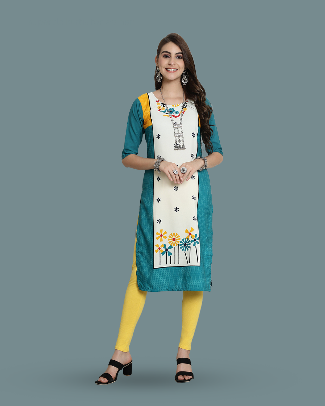 Aqua Bloom Printed Kurta 