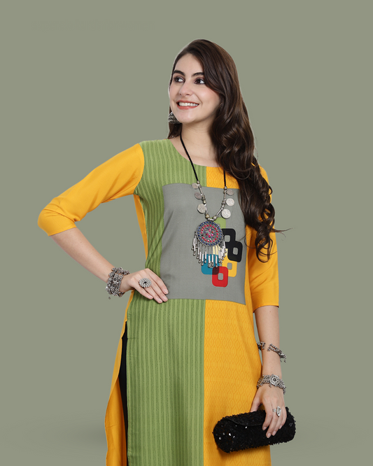 Two-Tone Yellow Kurta 