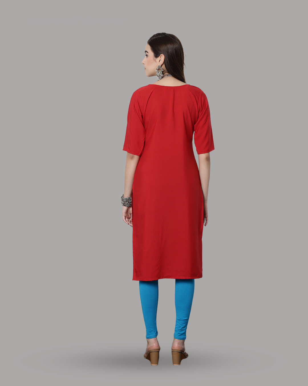 Red Floral Impression Kurta 