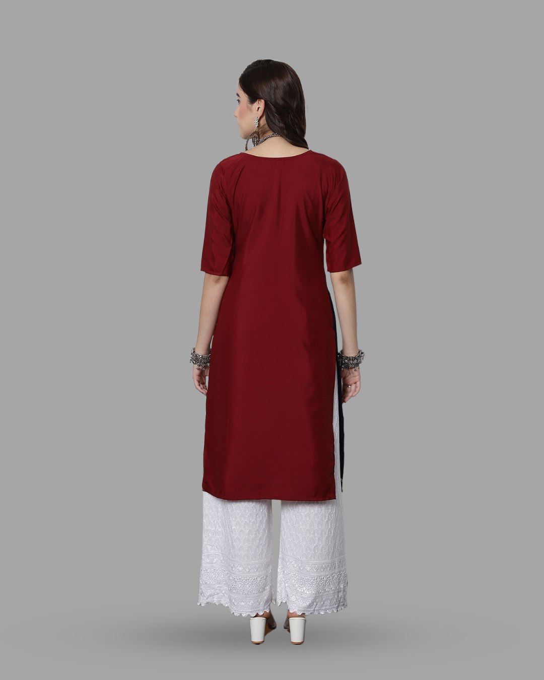 Two-Tone Maroon Kurta 