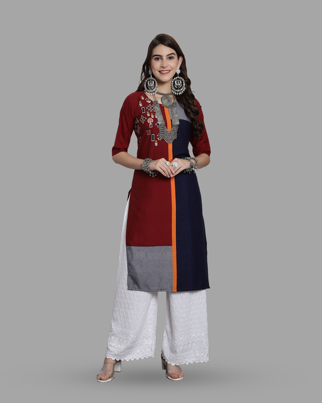 Two-Tone Maroon Kurta 