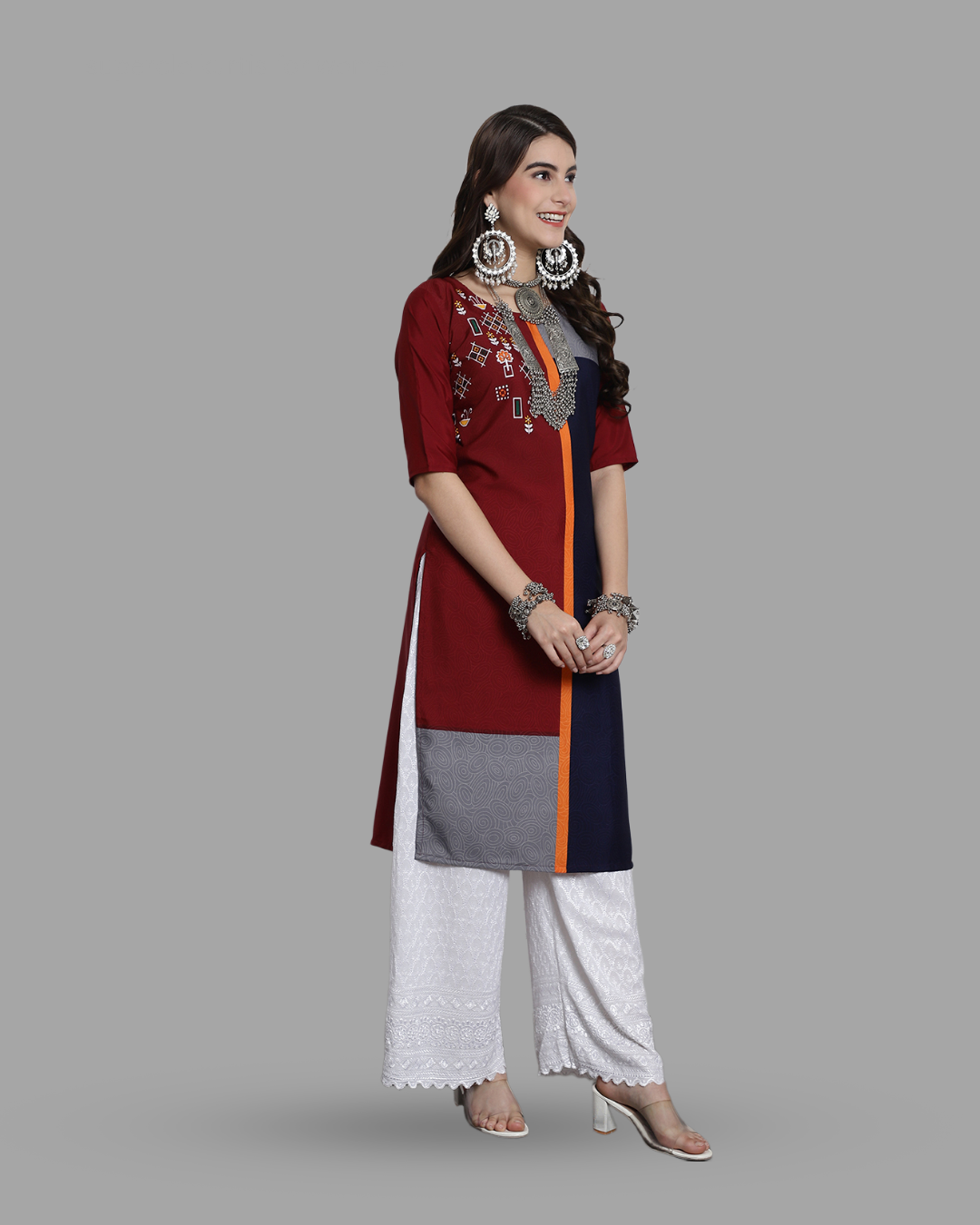 Two-Tone Maroon Kurta 