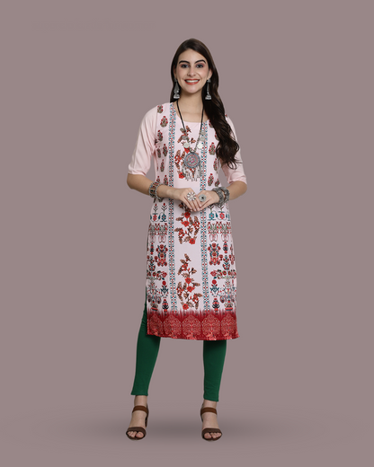 Pink Canvas Print Kurta 