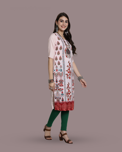 Pink Canvas Print Kurta 