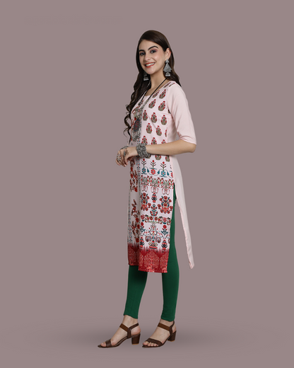 Pink Canvas Print Kurta 