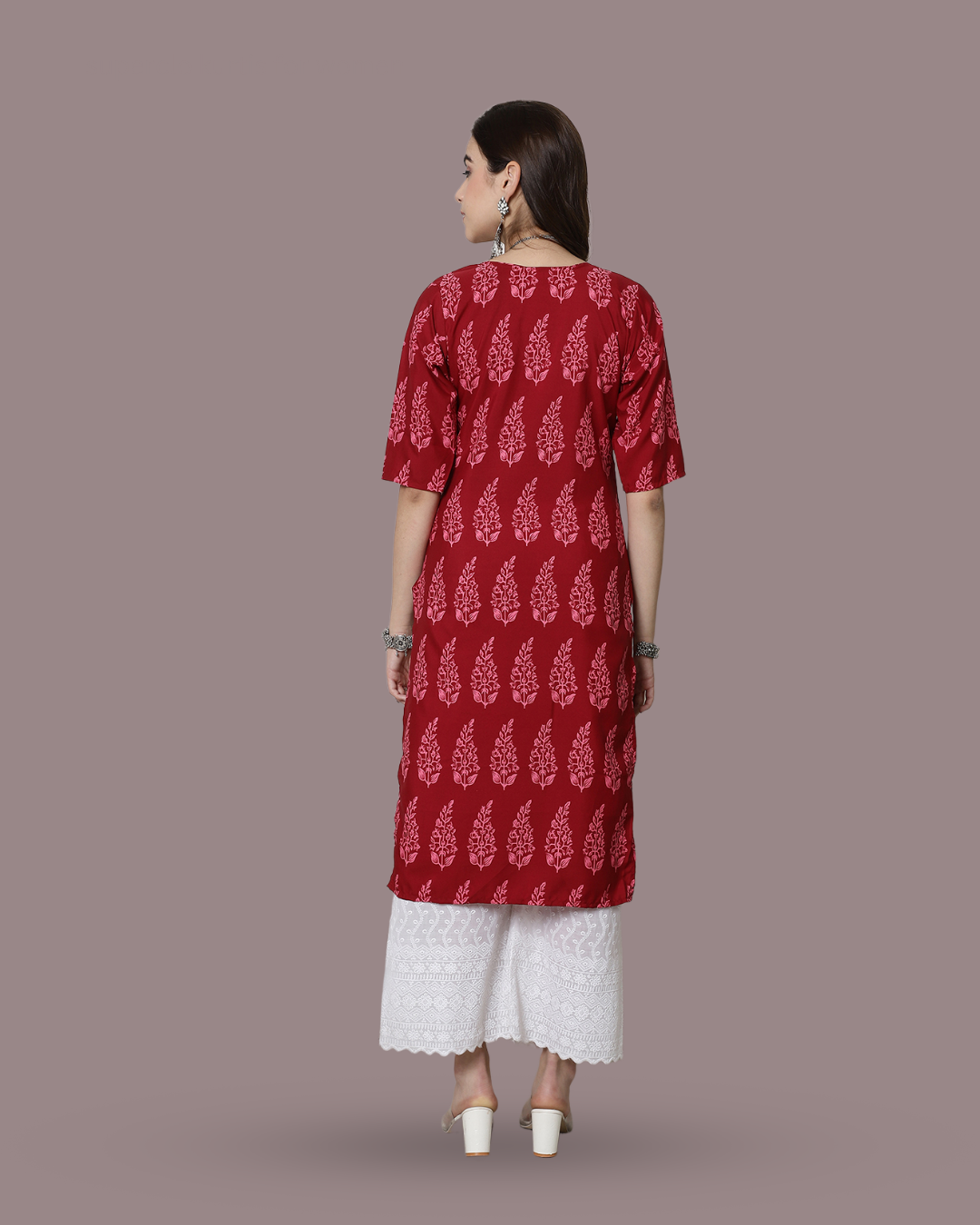 Rich Red Printed Kurta 