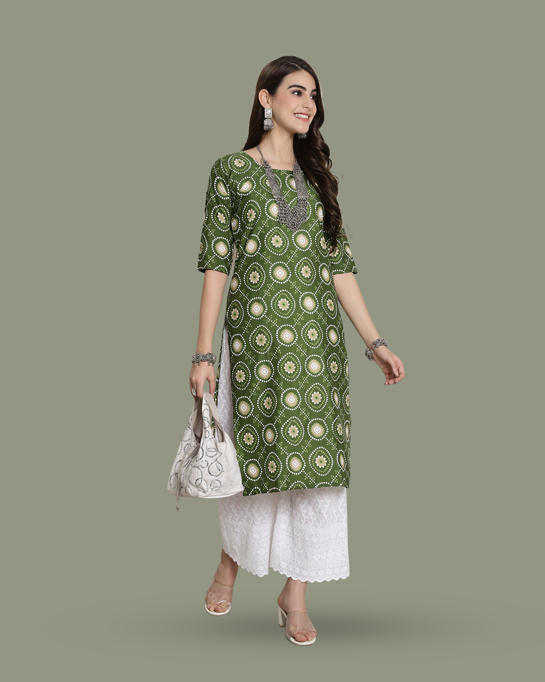 Mystic Green Circles Kurta 