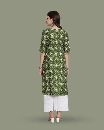 Mystic Green Circles Kurta 