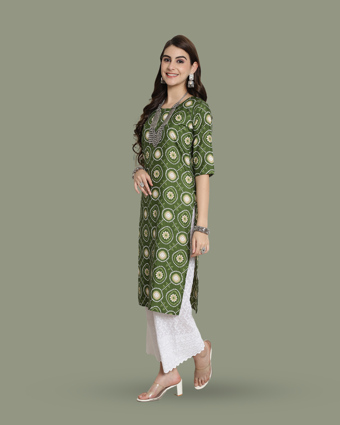 Mystic Green Circles Kurta 