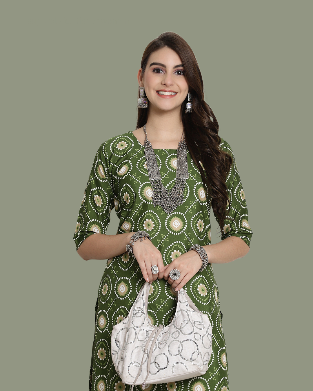 Mystic Green Circles Kurta 