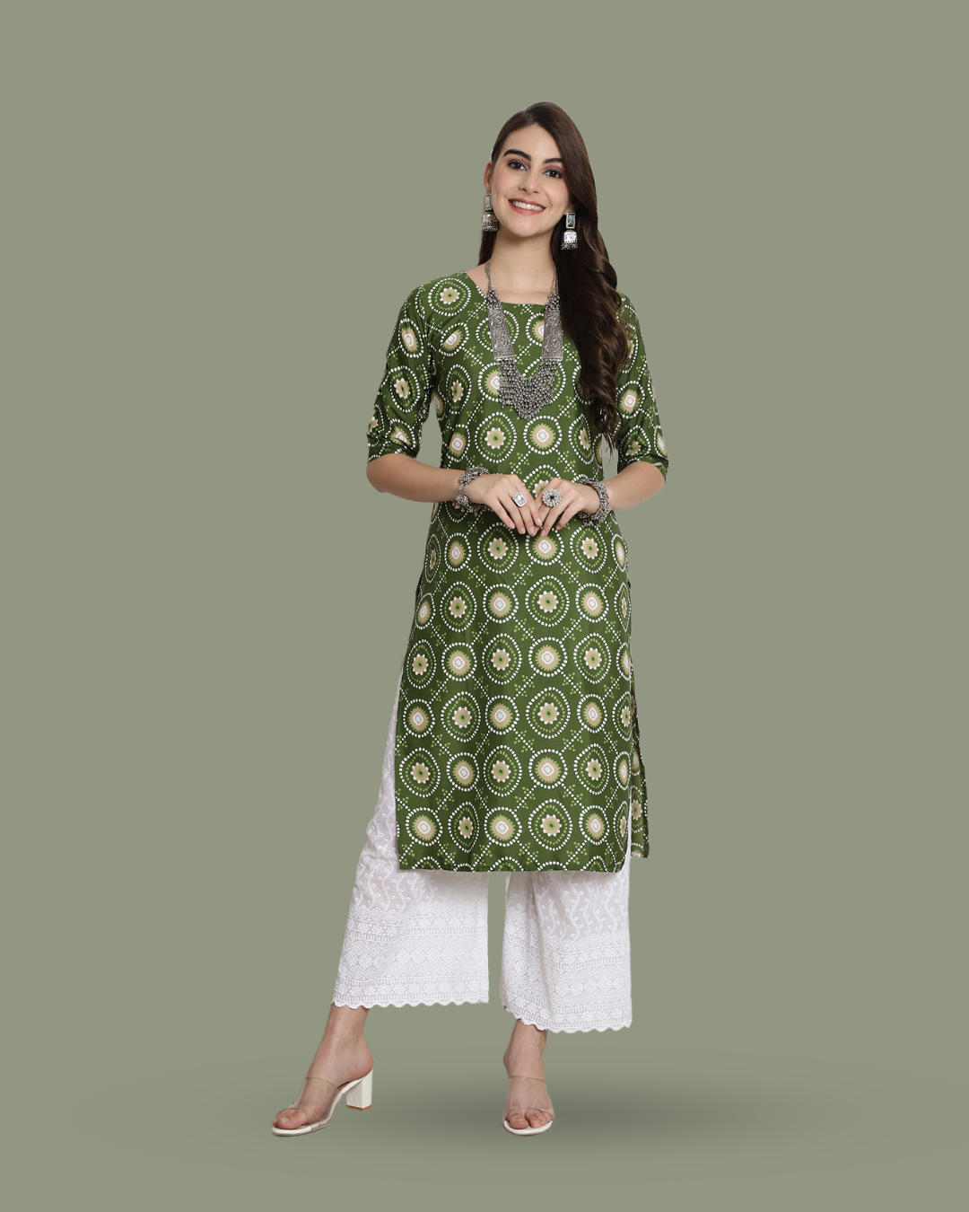 Mystic Green Circles Kurta 