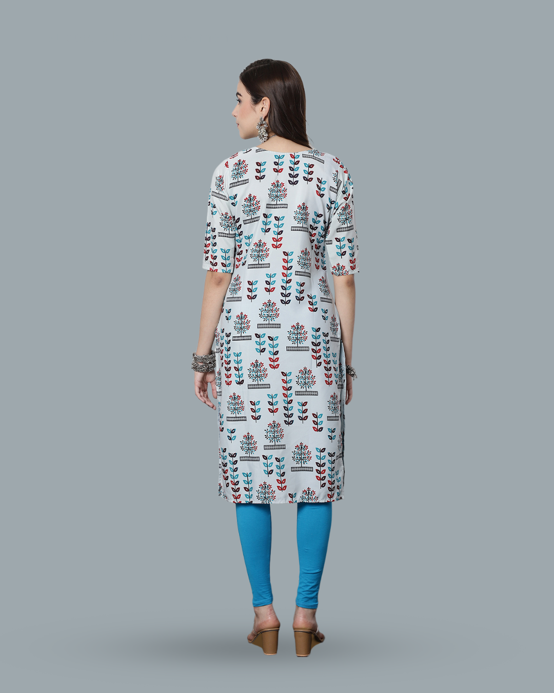 Grey Canvas Printed Kurta 