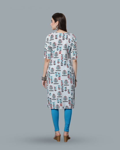 Grey Canvas Printed Kurta 