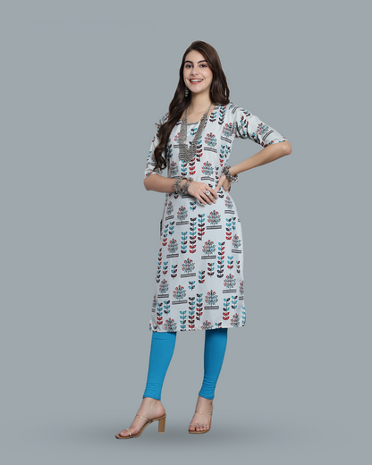 Grey Canvas Printed Kurta 