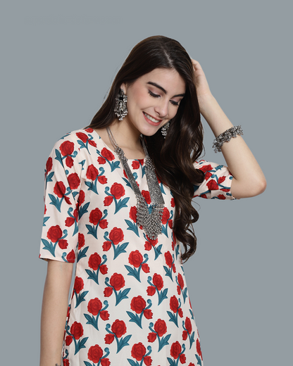 Snow Rose Printed Kurta 