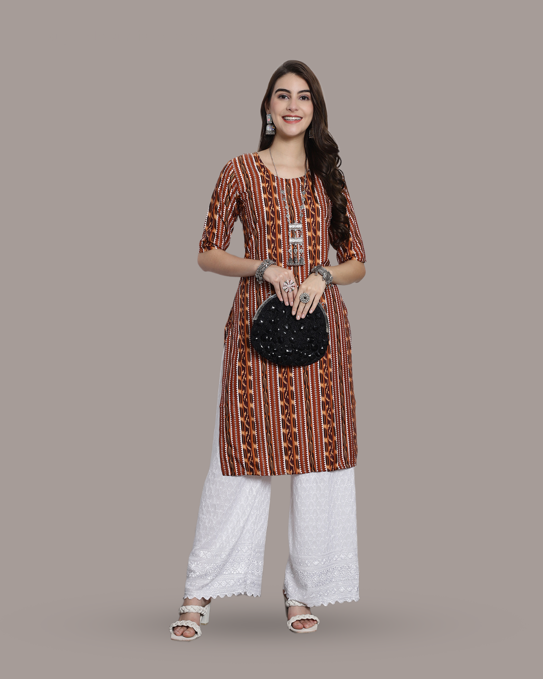 Honey Brown Printed Kurta 