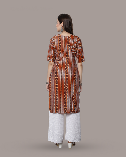 Honey Brown Printed Kurta 