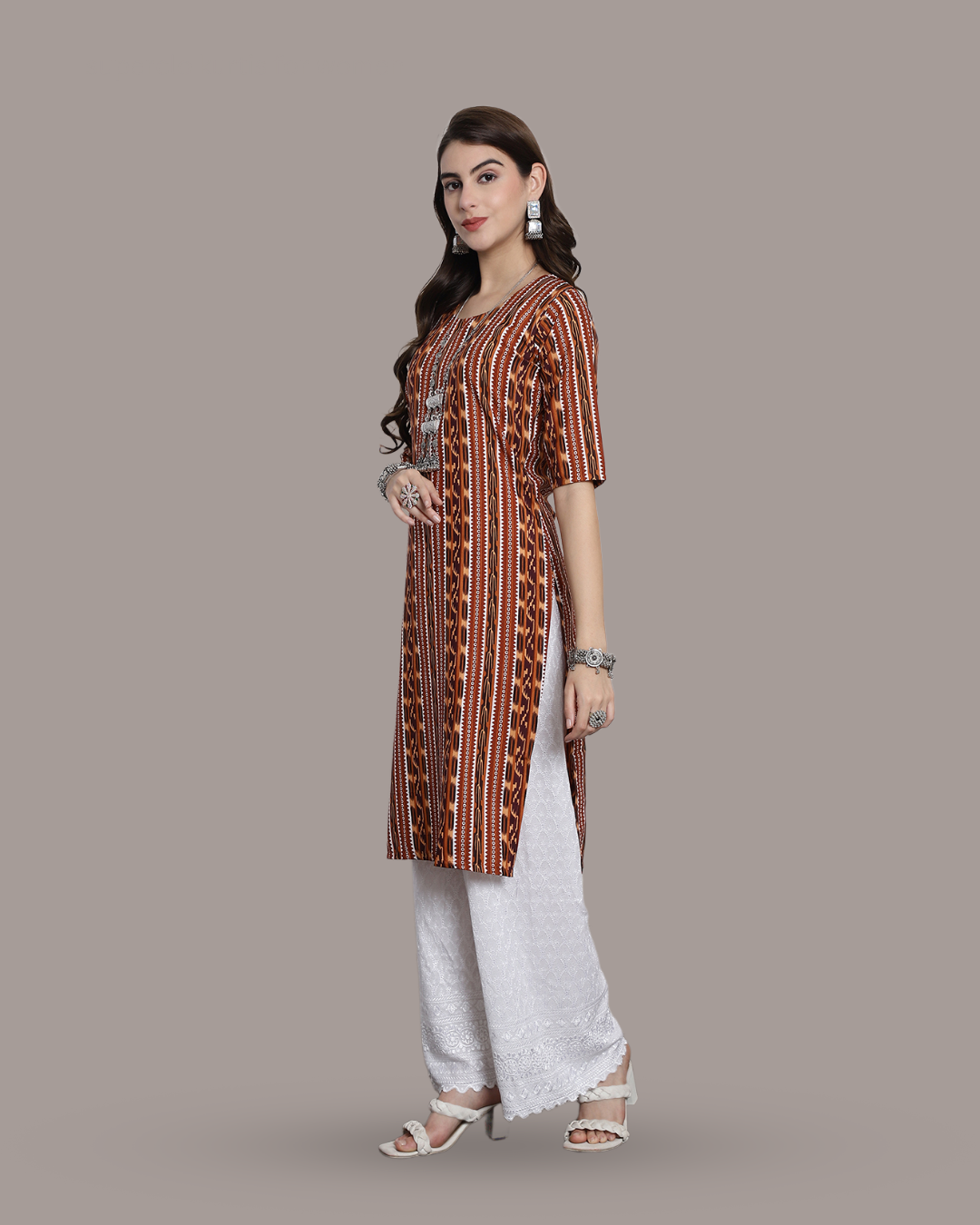 Honey Brown Printed Kurta 