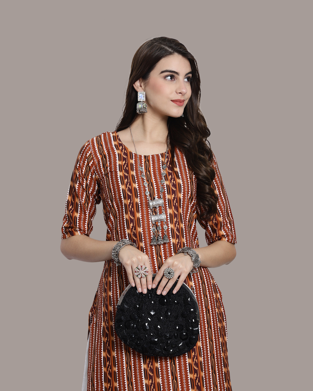 Honey Brown Printed Kurta 