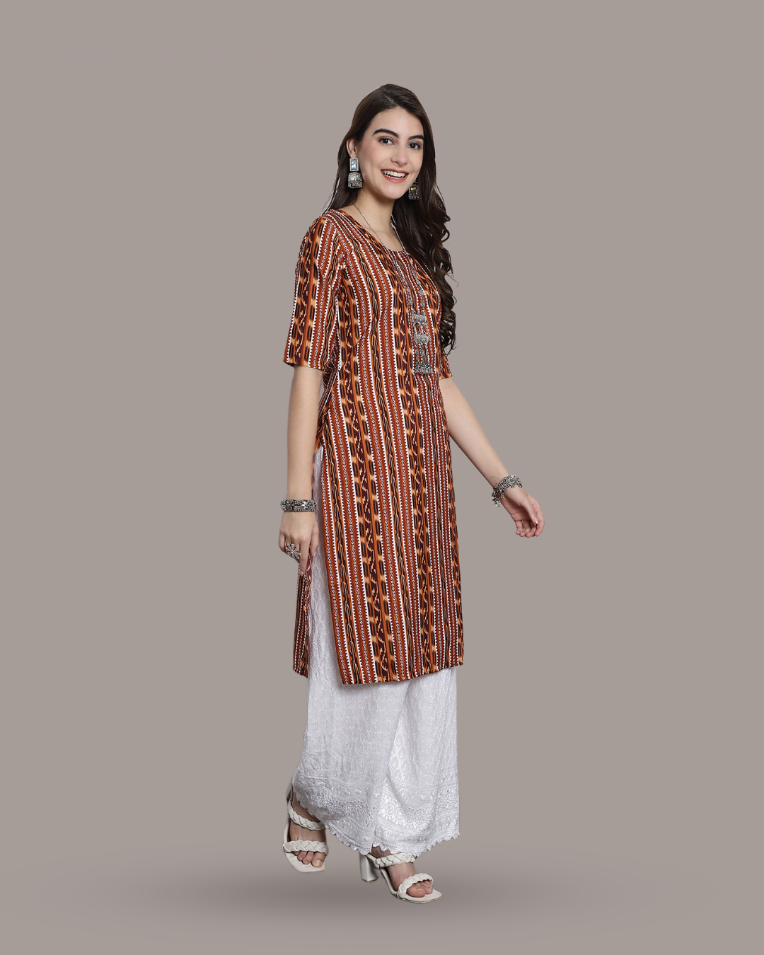 Honey Brown Printed Kurta 