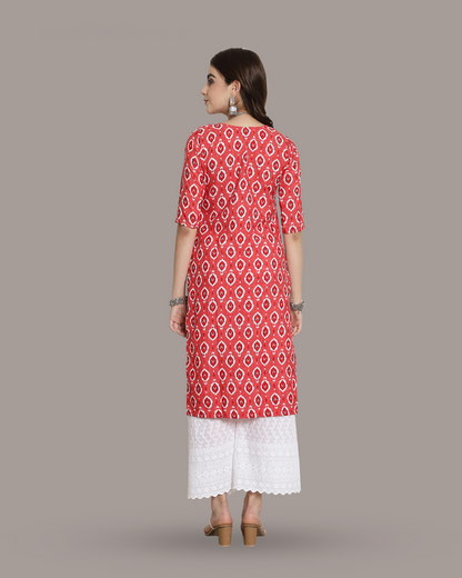 Rich Peach Printed Kurta 