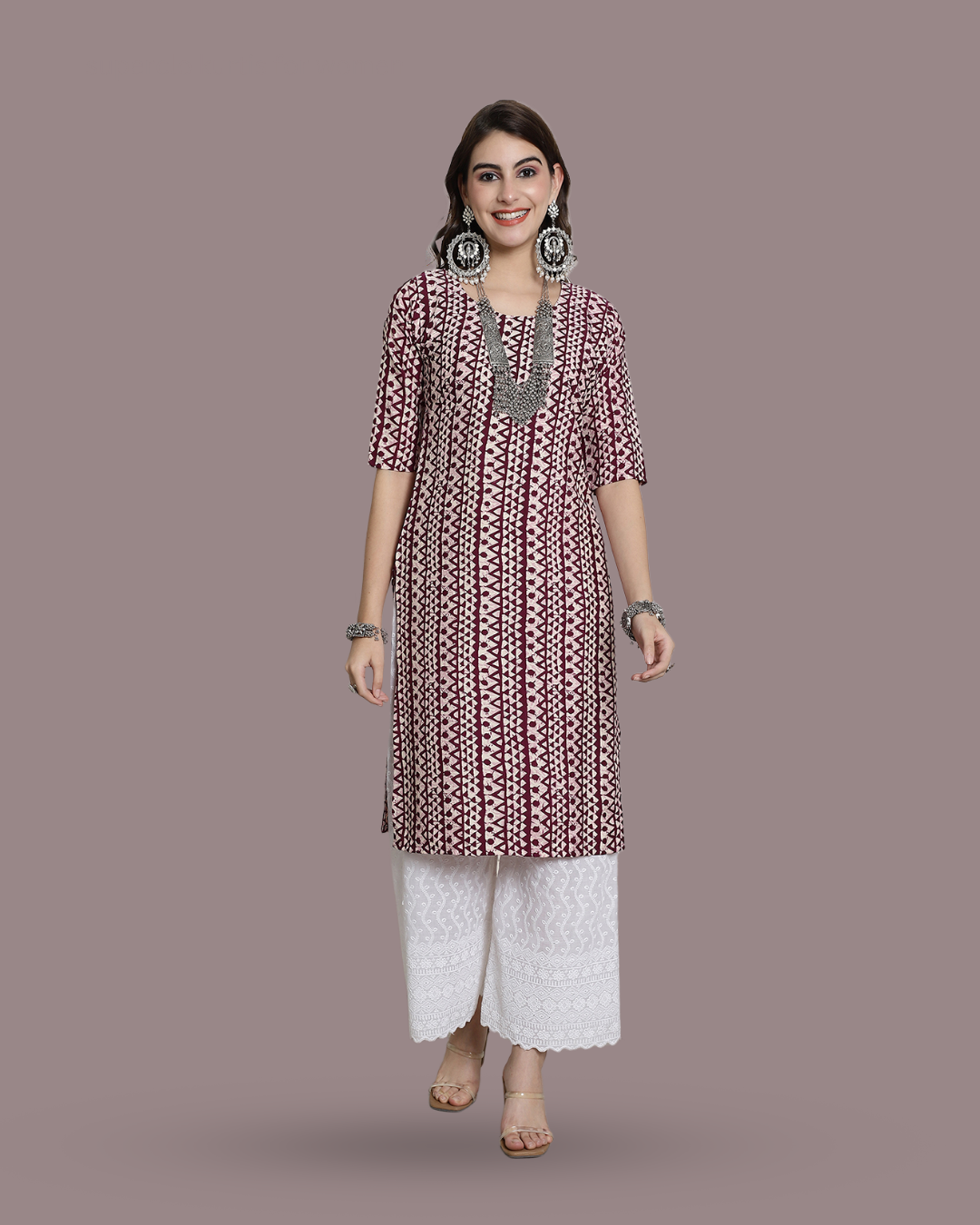 Rosy Maroon Printed Kurta 